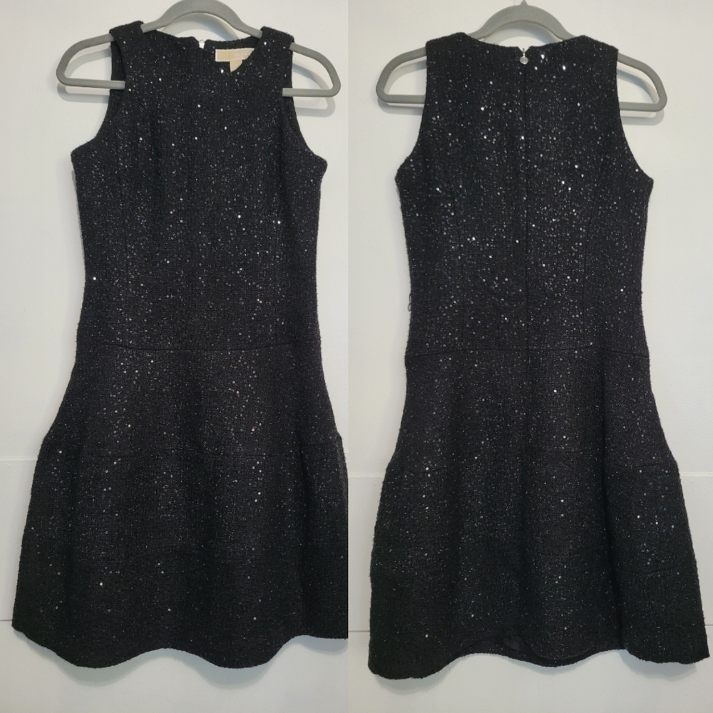 Michael Michael Kors Sequined Tweed Dress in Black Size 2